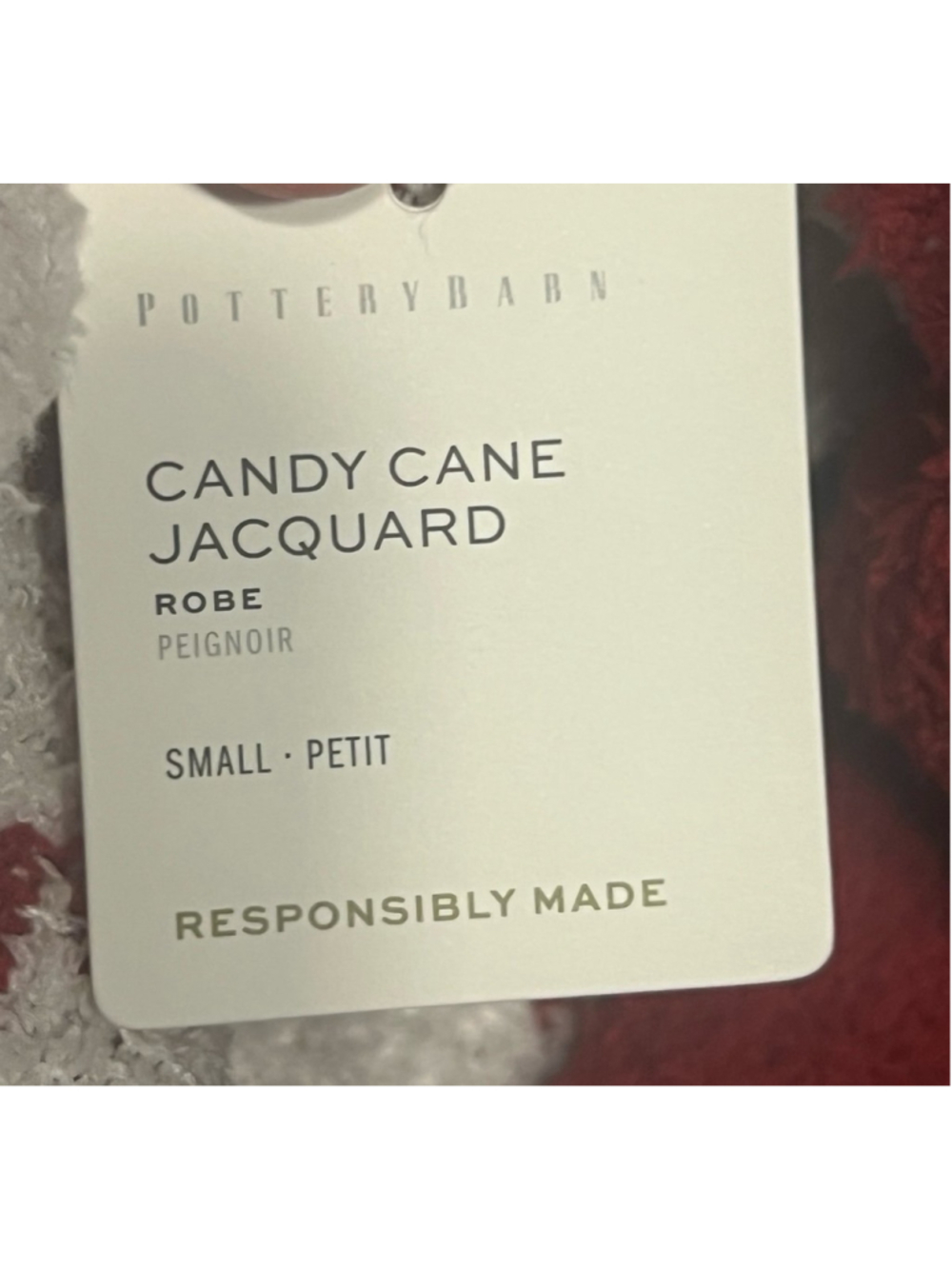 NWT Pottery Barn Candy Cane Jacquard Red Robe - Picture 7 of 8